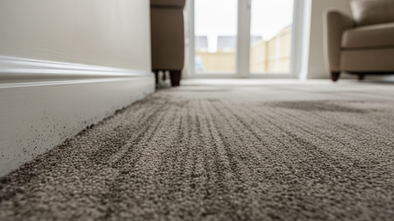 A dirty carpet before professional cleaning