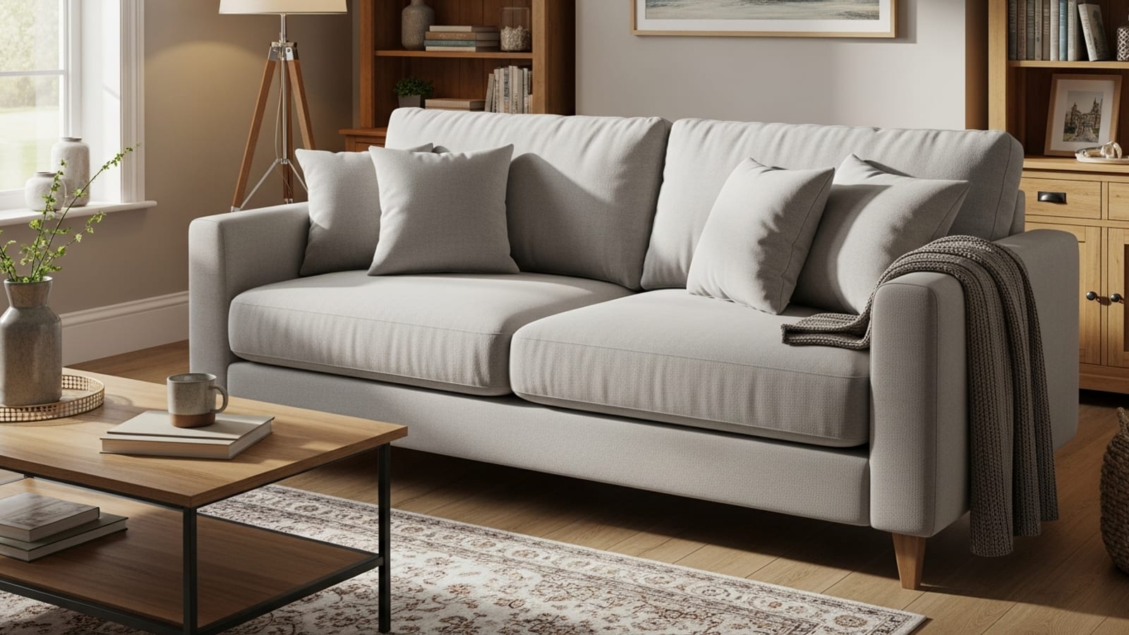 The same sofa clean and fresh after upholstery cleaning